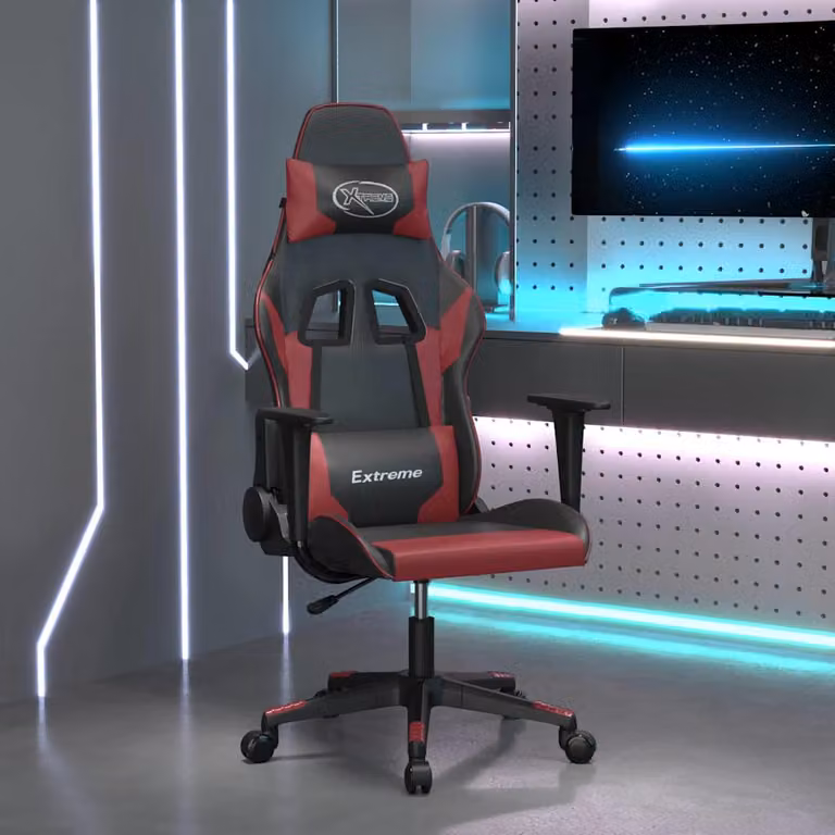 Sedia Gaming vidaXL in Similpelle Nero e Rosso con Poggiatesta e Ruote