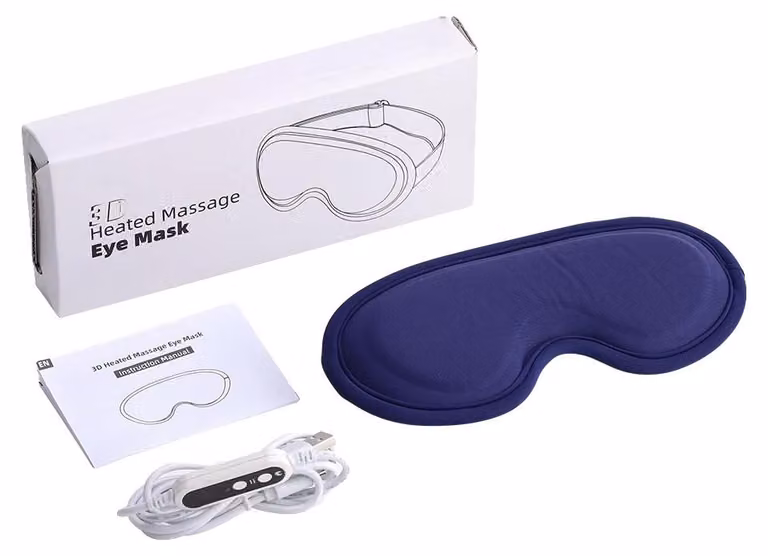 Maschera per gli occhi, riscaldamento, vibrazione regolabile, colore blu