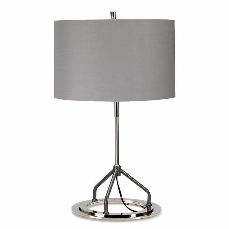 Lampada da tavolo con paralume Vicenza, nichel grigio lucido, 1xE27x60W, metallo, dimensioni: 65x40x30 cm, IP20, Elstead