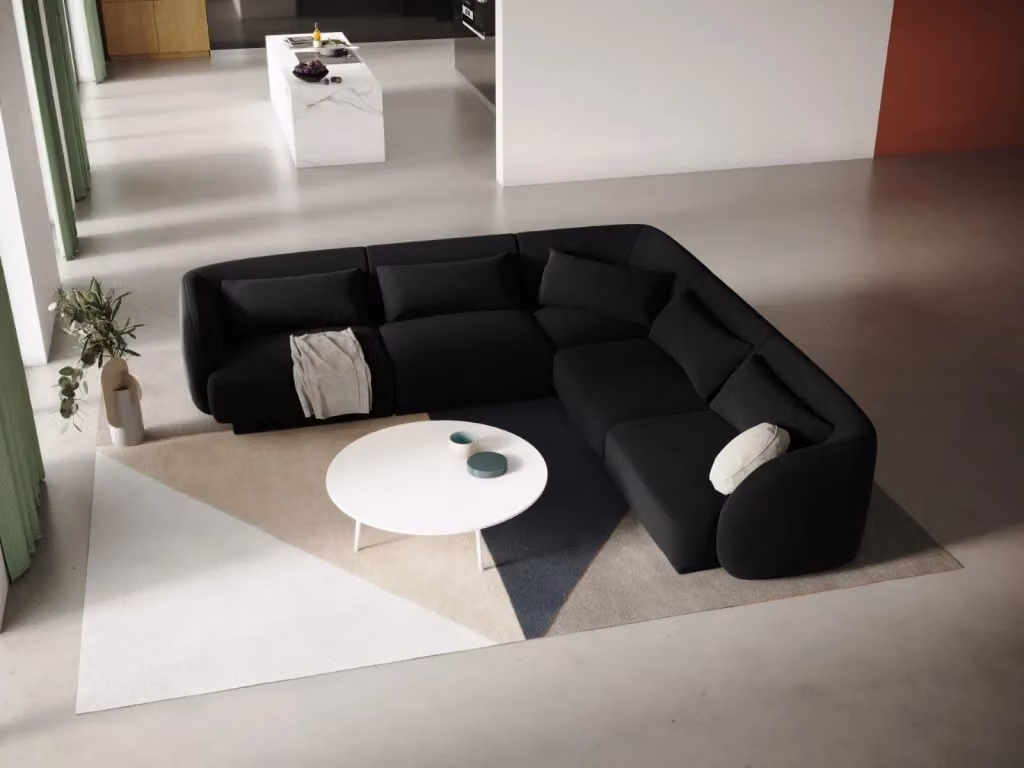 Divano angolare reversibile Tulum Cosmopolitan Design in velluto nero per 5 persone L/P/H: 255 x 141 x 70 cm – 2