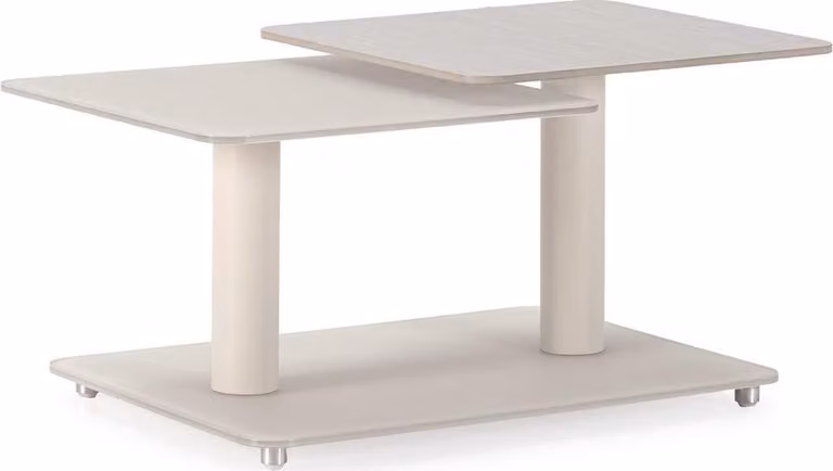 Calicosy - Tavolino basso girevole con ripiani quadrati in vetro L 114 cm - KAYA
