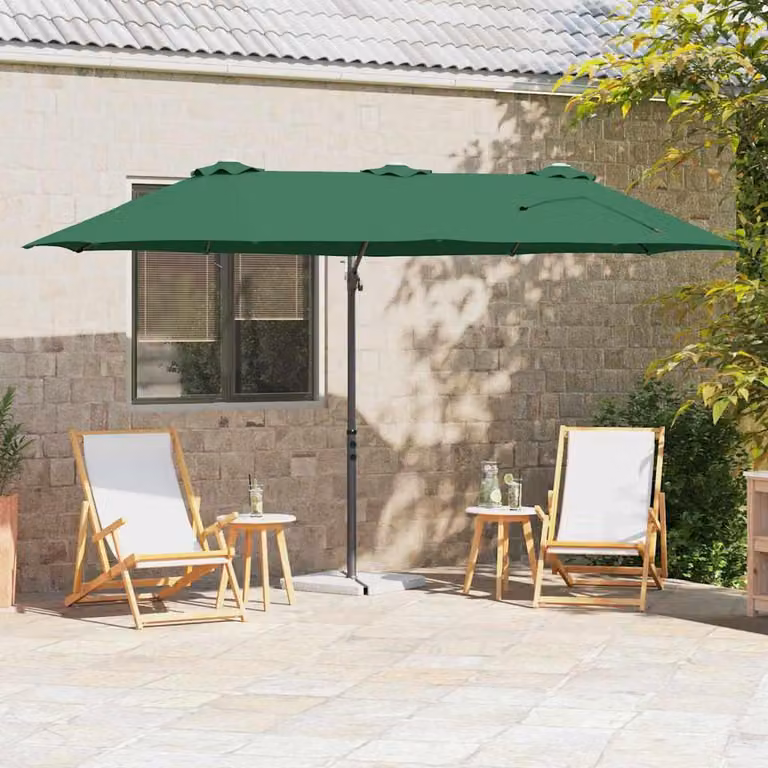 Maison Exclusive - Ombrellone, dimensioni 372 x 198 x 243 cm, realizzato in poliestere e alluminio, colore verde