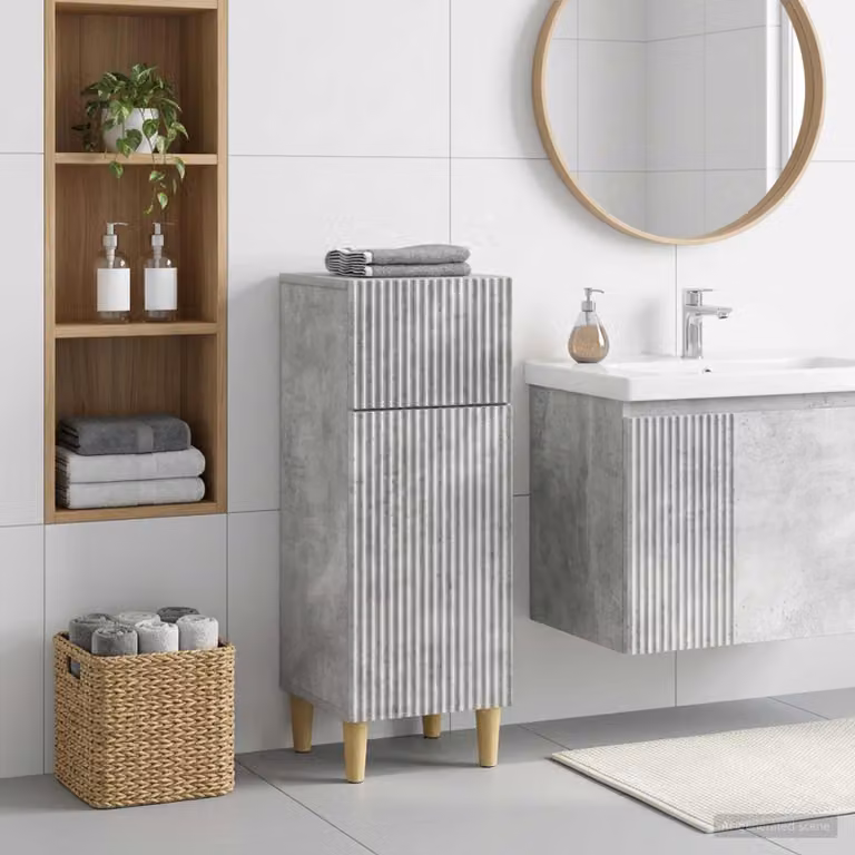 Mobiletto da bagno moderno vidaXL ARNHEM Grigio, L: 30 cm, P: 31 cm, H: 80 cm