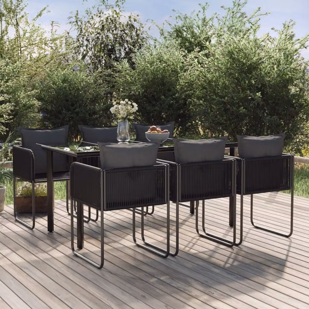 Maison Exclusive - Set da pranzo da giardino 7 pezzi nero