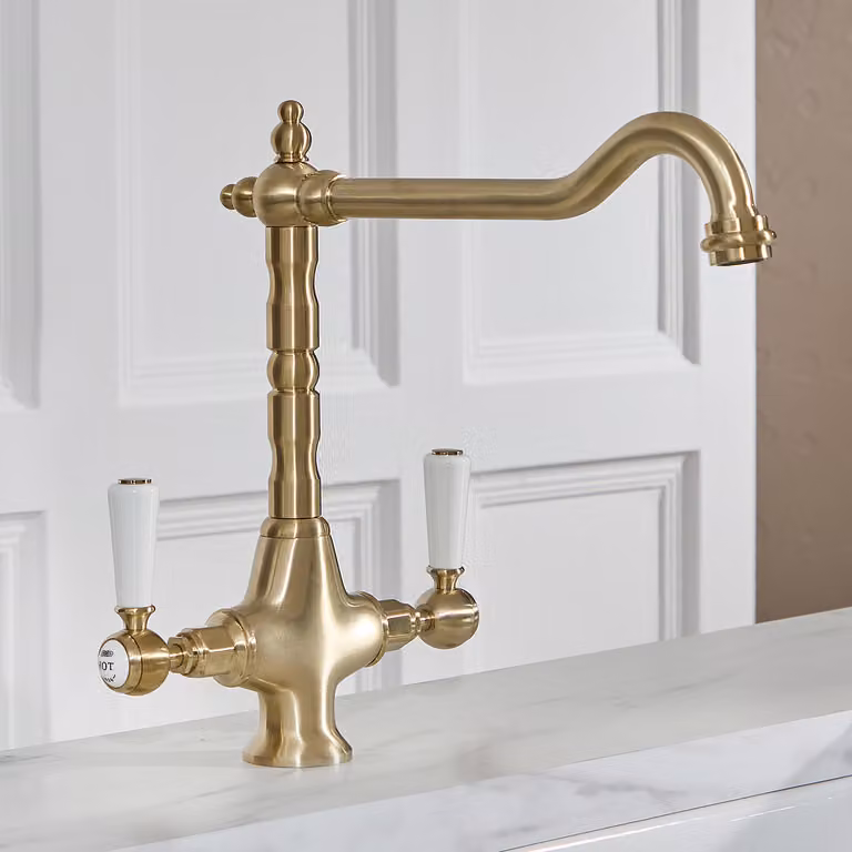 Hudson Reed Elizabeth - Miscelatore da Cucina Monoforo Classico Bicomando - Cromato e Nero