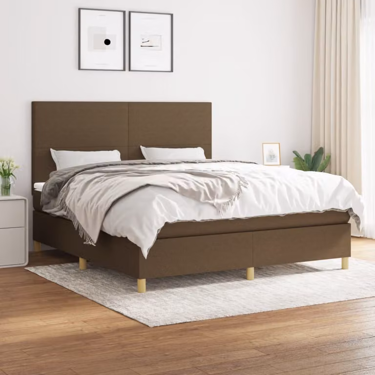 vidaXL Letto Ibrido con Giroletto a Molle e Materasso a Tasche, Marrone e Bianco, L/P: 180 x 200 cm