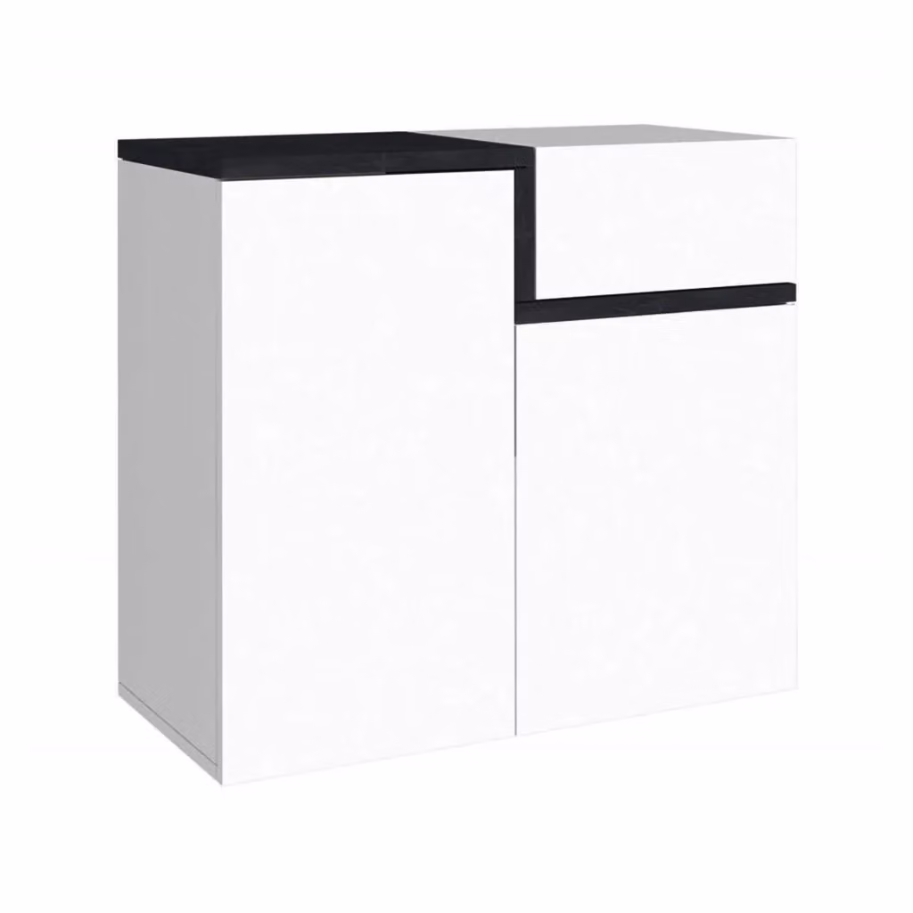 Scarpiera Moderna DMORA con Ante a Ribalta, Disponibile in Bianco o Grigio Lucido, L 80 cm x P 40 cm x H 80 cm – 2