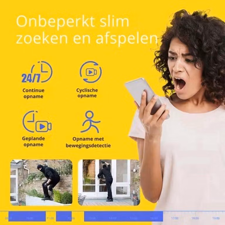 Sistema di videosorveglianza - Kit di 8 telecamere - 4K Ultra HD - 8 megapixel - Audio bidirezionale - Bianco