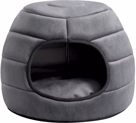 Ibenzoa® Cuccia confortevole per cani e gatti (pieghevole), 37x30 cm – 2-in-1: cuccia/divano, ingresso 22x15 cm, cotone e velluto di cristallo, cuscino in cotone PP