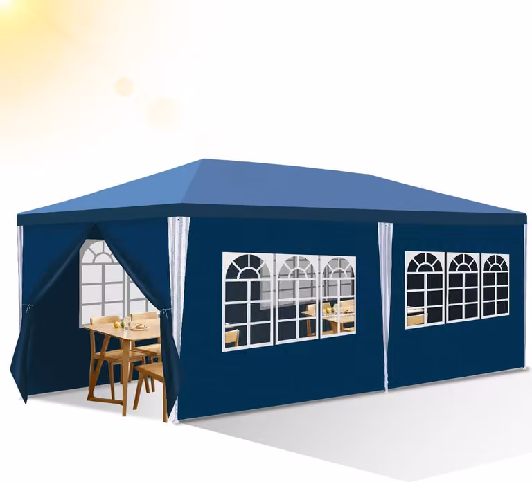 Tenda per feste in giardino con pareti laterali - Padiglione - 3x6 - Impermeabile - Blu