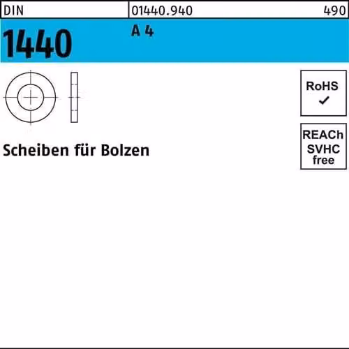 Rondelle Reyher per bulloni DIN 1440 A 4 5 A 4 014409400050000 (500 pezzi)