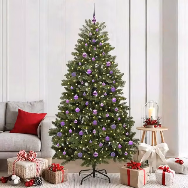 Albero di Natale artificiale moderno vidaXL verde con 300 LED bianco caldo, Altezza: 210 cm – 1