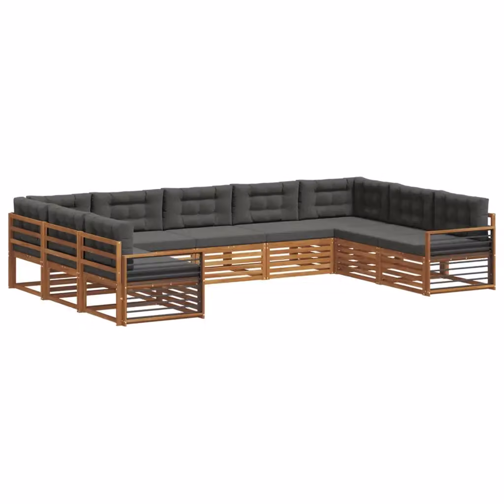 Set di divani da esterno vidaXL a forma di L in legno di acacia con cuscini, beige e antracite – 2