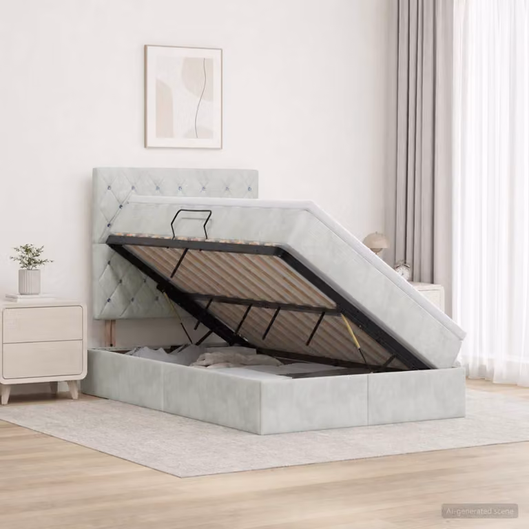 Letto con contenitore e materasso vidaXL Grigio, L/P/H: 120 x 200 x 140 cm