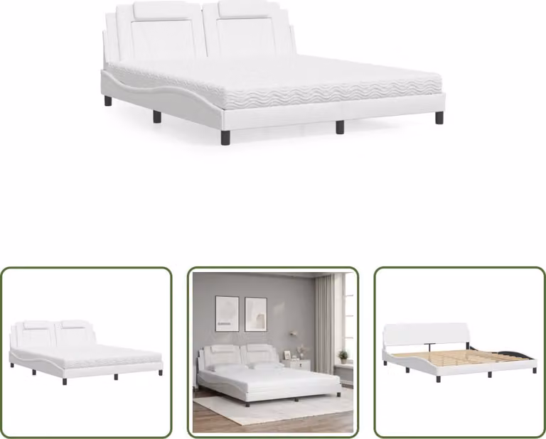 The Living Store Letto con materasso bianco 180x200 cm in ecopelle