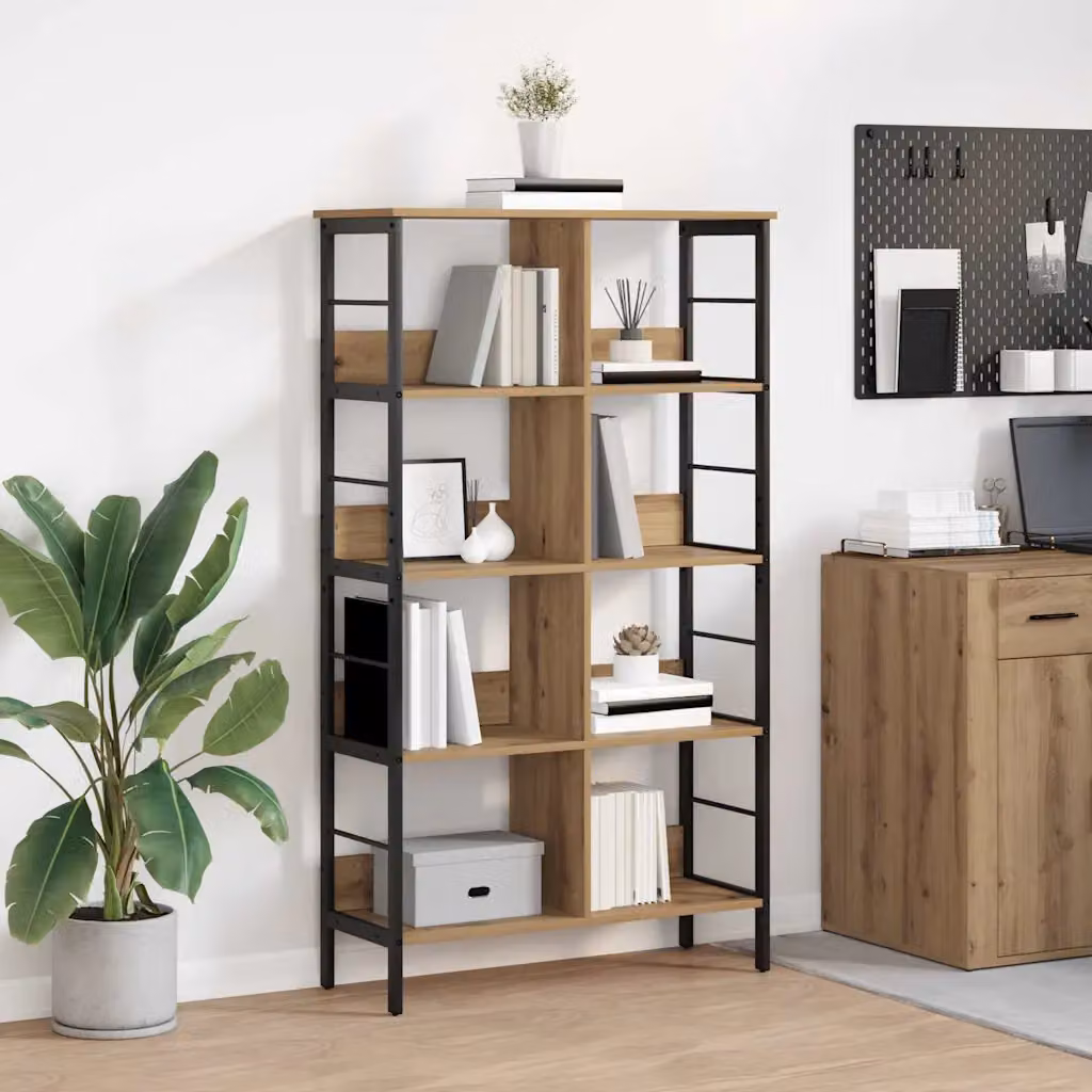 Libreria industrial vidaXL a 8 livelli in legno e metallo, colore marrone, L 82 cm x P 32 cm x H 144,5 cm