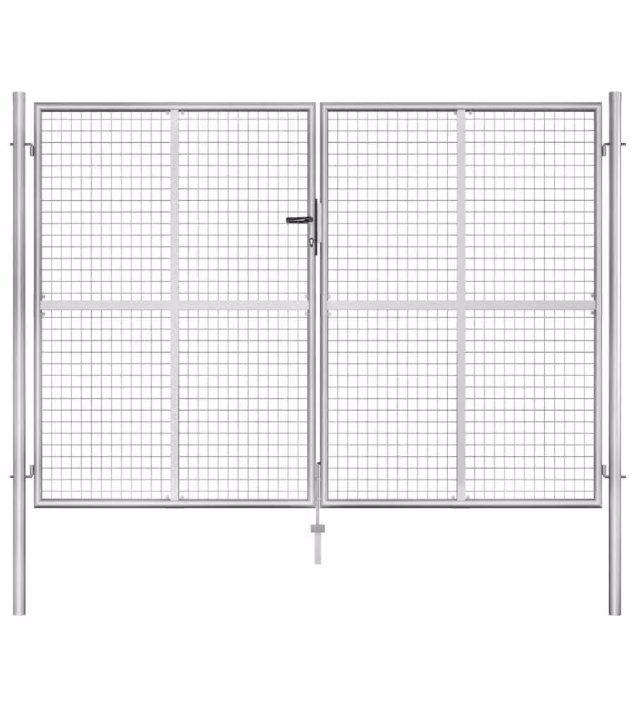 Cancello per Giardino in Acciaio Zincato 306x225cm Argento
