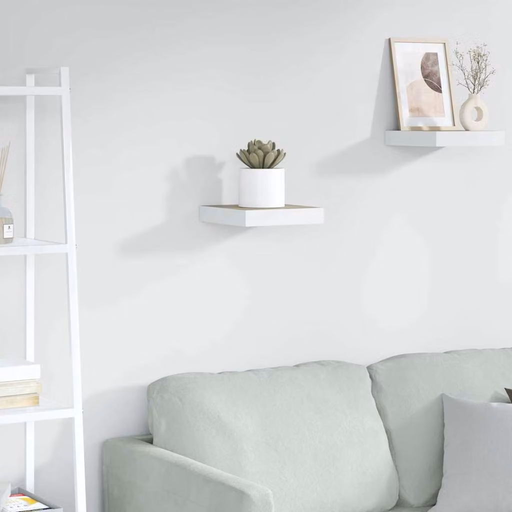 Scaffale a parete vidaXL in MDF e metallo, Bianco e Beige, L: 23 cm, P: 23,5 cm, H: 3,8 cm