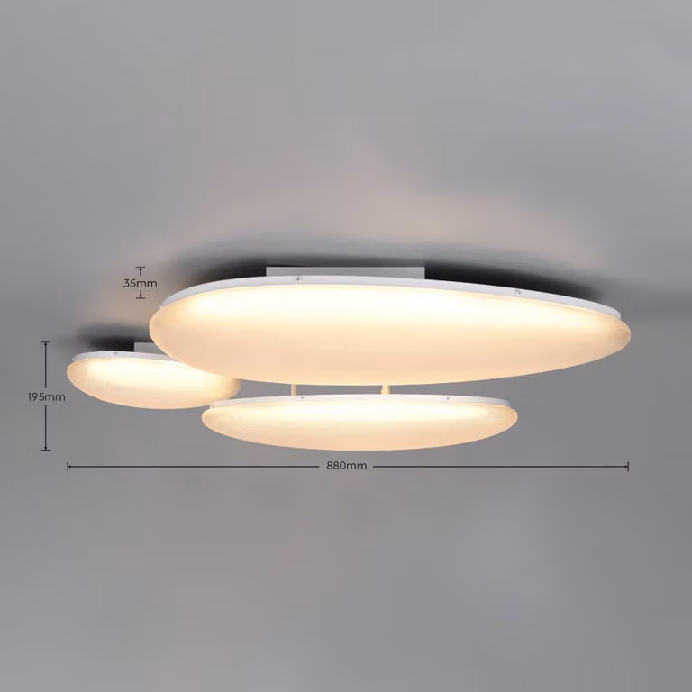 Trio Lighting Plafoniera soffitto Ozera, dimmerabile, Bianco / Opale, Soggiorno / Sala da pranzo, Plastica, Moderno, Plafoniera