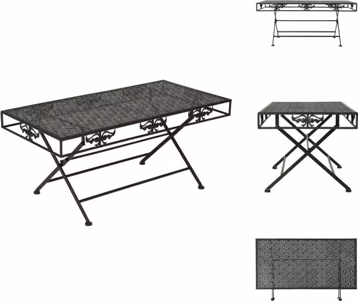 vidaXL Tavolino pieghevole in metallo stile vintage 100x50x45 cm nero - Tavolini da caffè