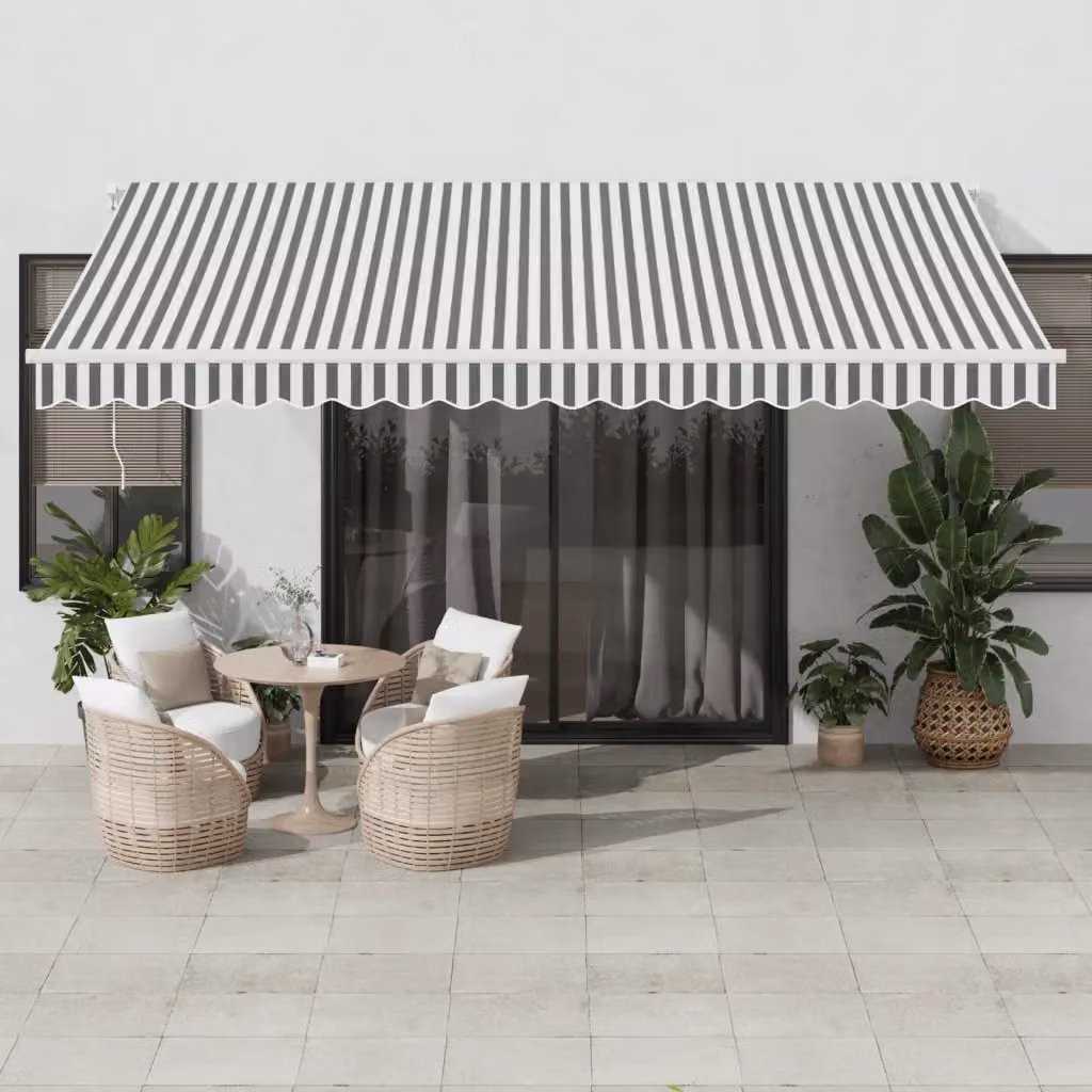 Tenda retrattile con bracci pieghevoli e illuminazione LED vidaXL, Antracite e Bianco, L: 450 cm x P: 350 cm – 1