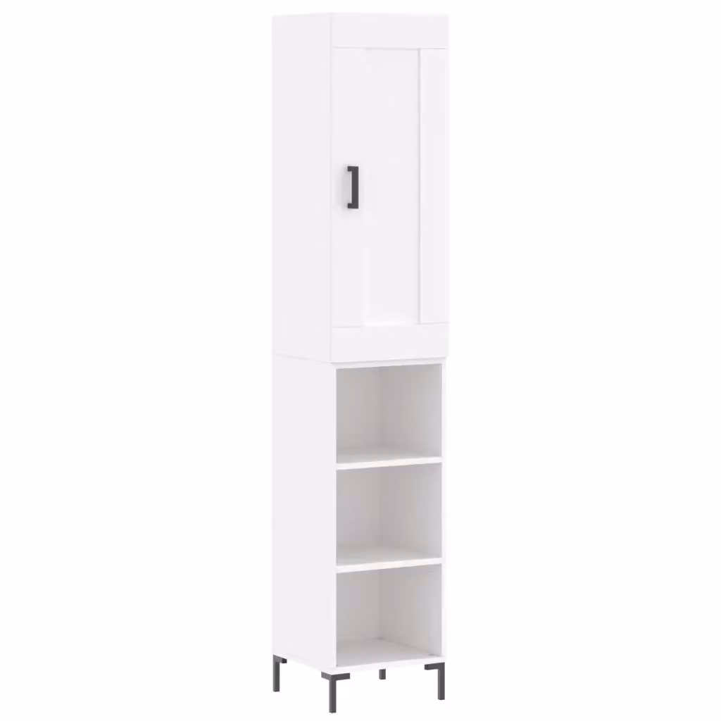Credenza Buffet Armadio Design Mania Bianca in Legno Multistrato e Metallo per Cucina e Soggiorno L/P/H: 34,5 x 34 x 180 cm – 2