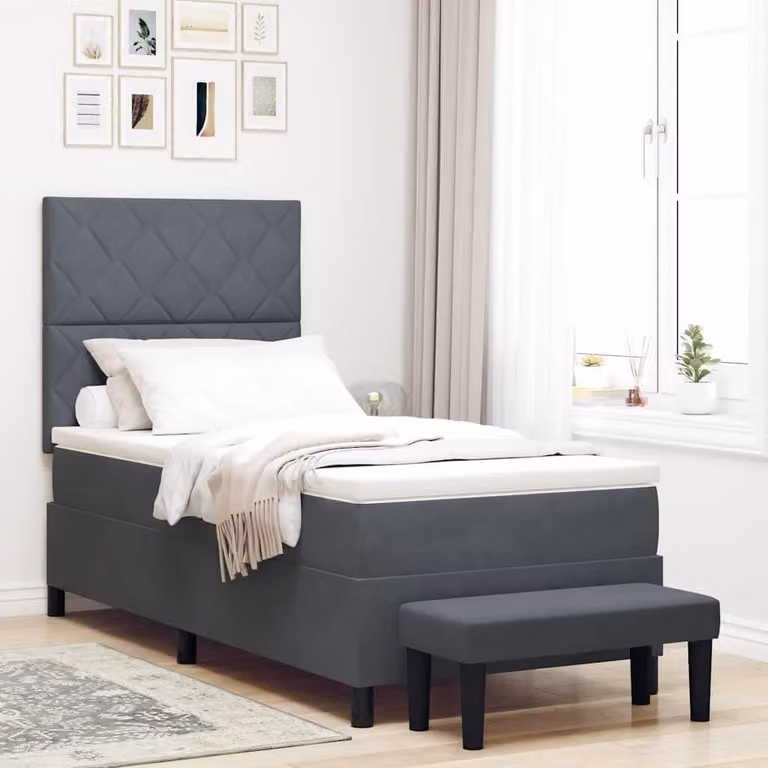 Maison Exclusive - Letto boxspring con testiera grigio scuro 190 x 90 cm in velluto