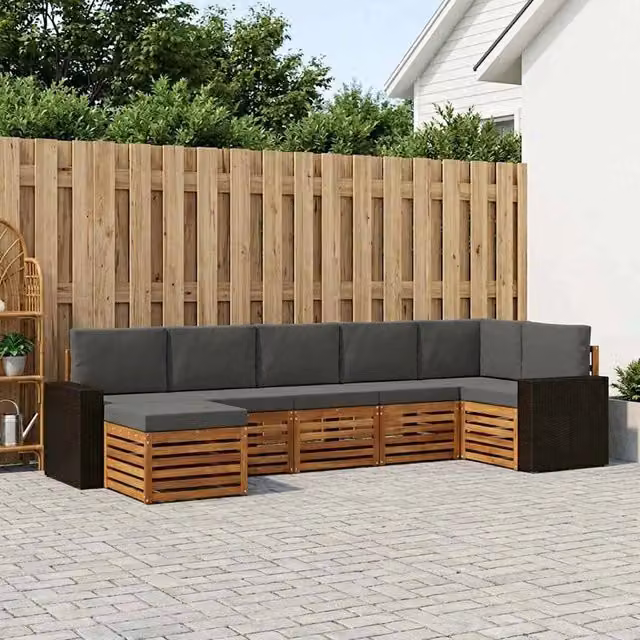 Set di divani da esterno 7 pz Naturale e Antracite 3384633