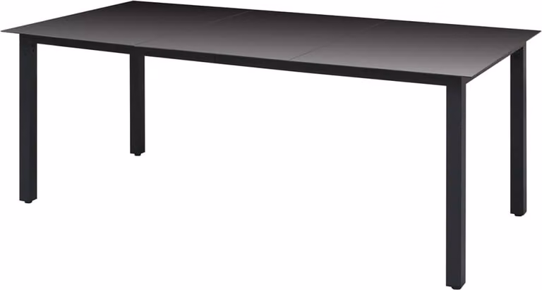 The Living Store tavolo da giardino nero 190x90x74 cm in alluminio e vetro