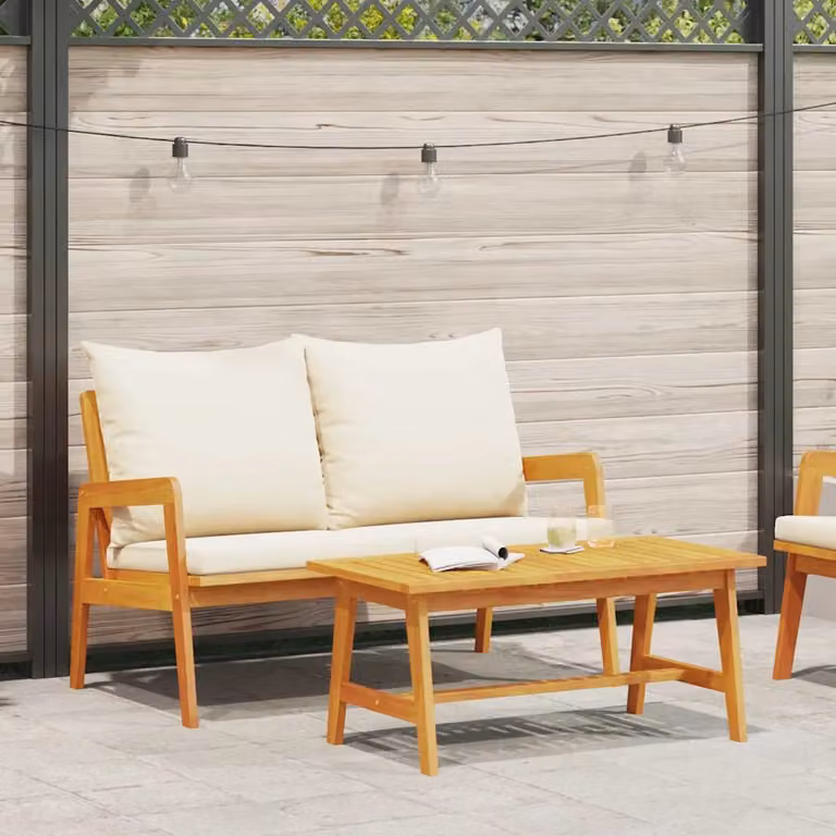 Set bistrot da giardino vidaXL in legno di acacia massello con finitura ad olio, colore marrone, 2 pezzi