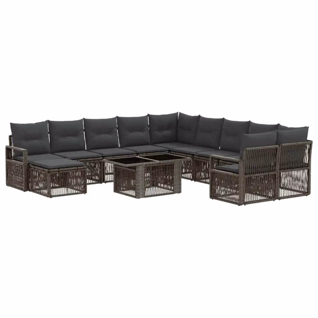 Set Divano da Giardino a Forma di U vidaXL in Polyrattan Grigio e Antracite con Tavolino e Cuscini – 2