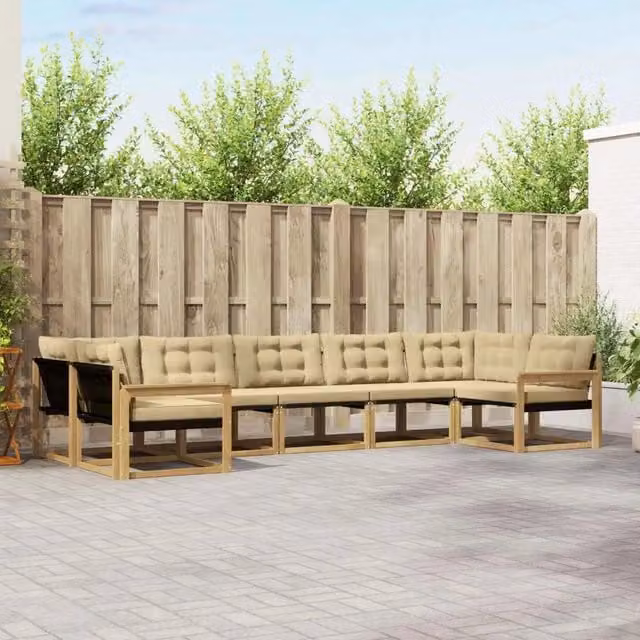 Set di divani da esterno 7 pz Bianco e Beige 3389039
