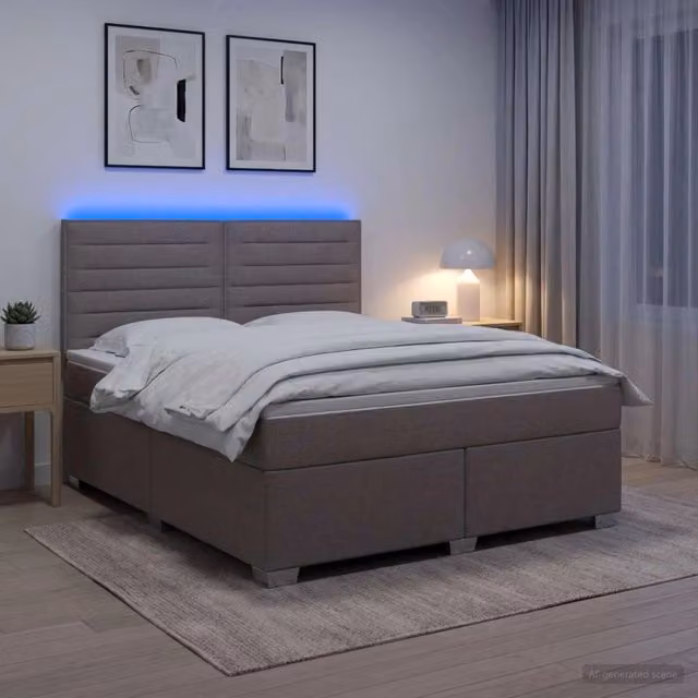 Letto box spring con materasso vidaXL in tessuto con base a sollevamento, illuminazione sottostante e porta USB, L/P: 180 x 200 cm
