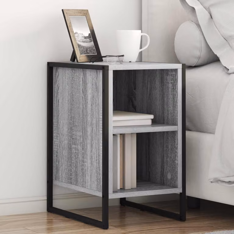 Set di 2 comodini vidaXL in stile industriale, colore grigio, L: 39,5 cm, P: 30 cm, H: 50 cm