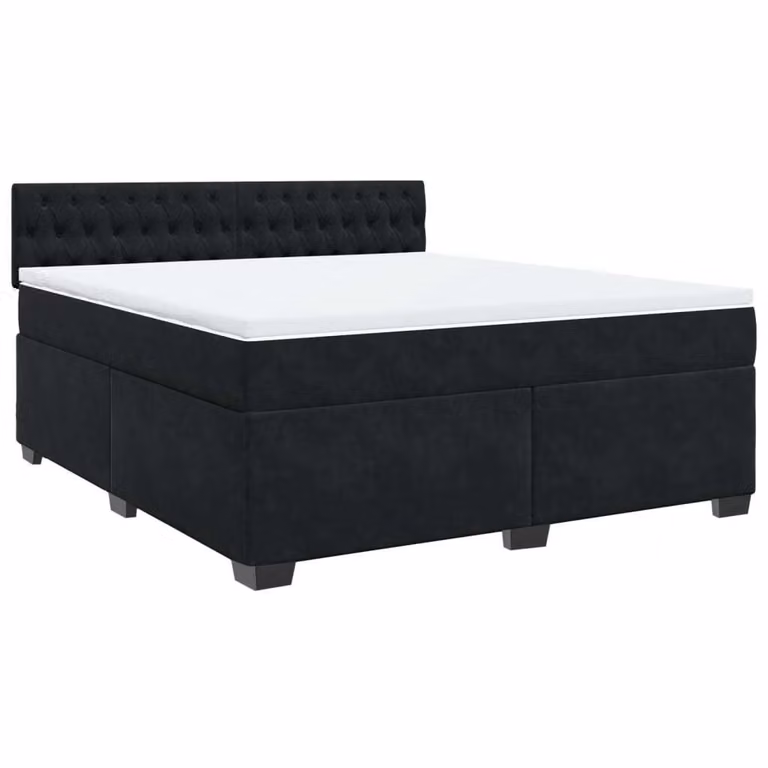 Giroletto a Molle con Materasso Nero 180x200 cm in Velluto