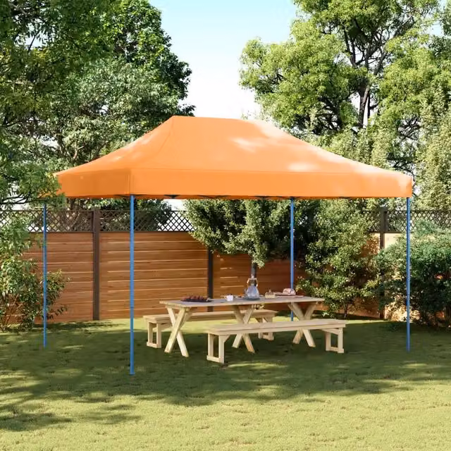 Tenda da Festa Pieghevole Pop-Up - Gazebo Arancione 410x279x315 cm