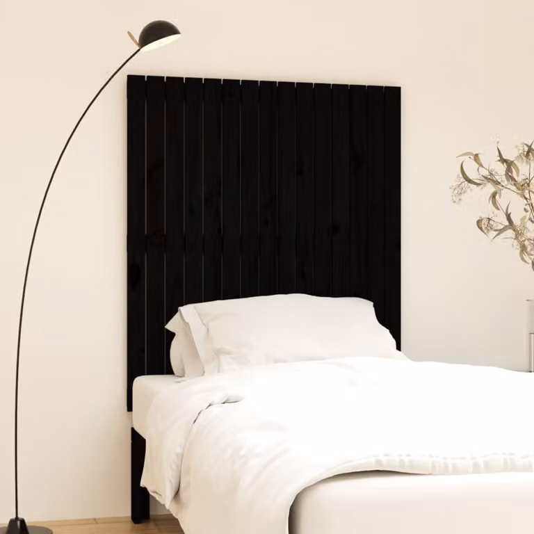 Testiera da parete vidaXL in legno massello di pino nero, L: 95,5 cm, P: 3 cm, H: 110 cm