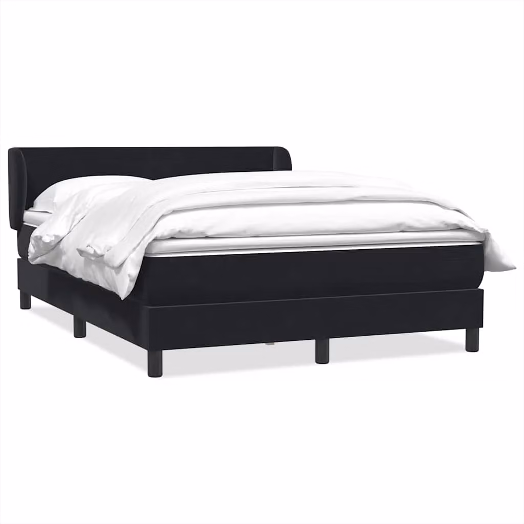 vidaXL Giroletto a Molle con Materasso in Velluto Nero L: 163 cm, P: 88 cm, H: 213 cm