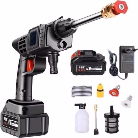 Idropulitrice elettrica - Senza fili - Batteria da 21 V - Accessori inclusi - Nero