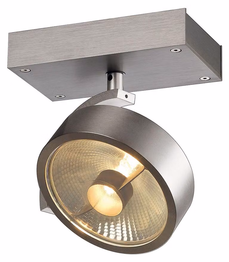 Potente faretto SLV Kalu con rotazione di 350°, variante: 280 x 180 x 90 mm, 75 W, alluminio spazzolato