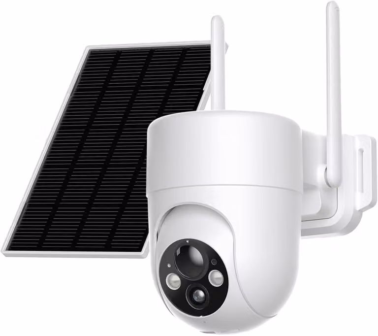 Telecamera di sicurezza 2K, alimentata a batteria, con energia solare, per uso esterno, con Wi-Fi, con rotazione a 360° e funzione PTZ