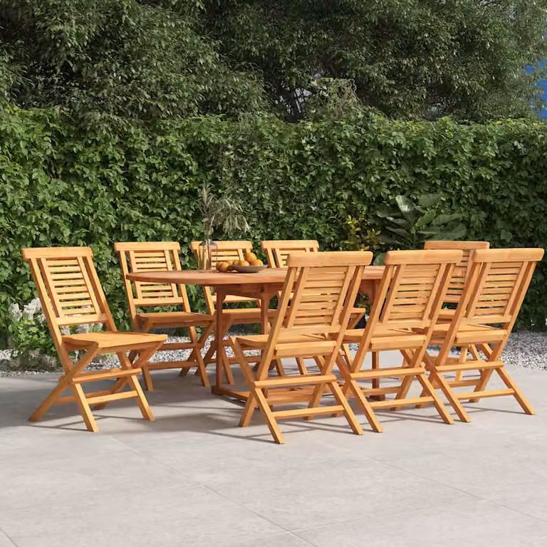 Set di 8 sedie pieghevoli vidaXL in legno di teak marrone per giardino, L/P/H: 47 x 63 x 90 cm