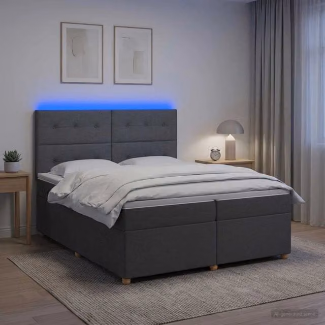 Letto box spring vidaXL con materasso a molle insacchettate e base a sollevamento, colore grigio, L/P: 200 x 200 cm