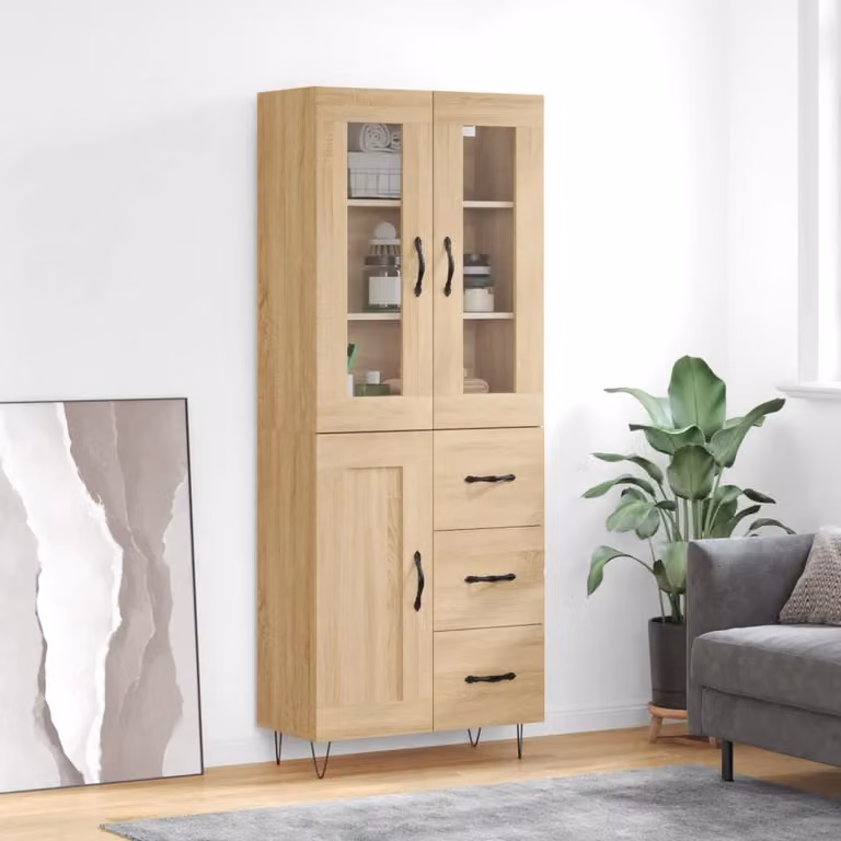 Credenza moderna vidaXL in rovere color marrone con ante a battente e ripiani interni L: 69,5 cm, P: 34 cm, H: 180 cm
