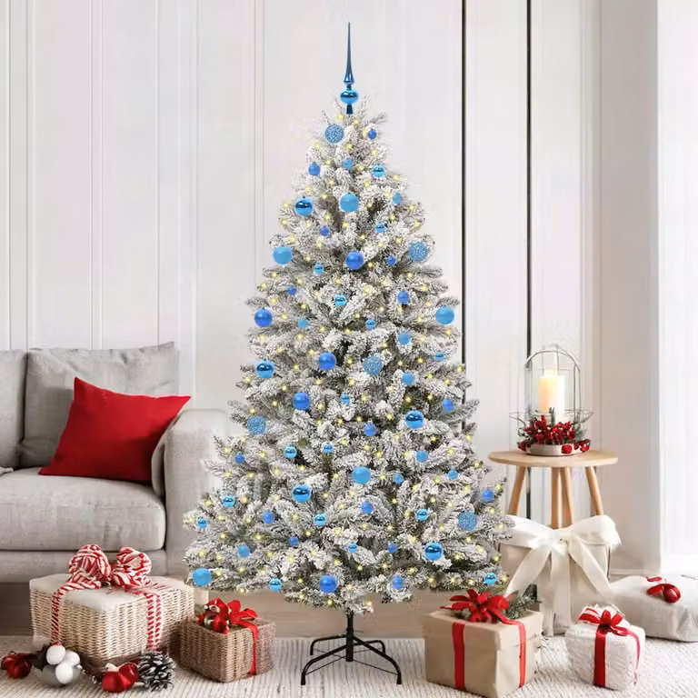 Albero di Natale artificiale verde vidaXL con 300 LED bianco caldo e struttura in metallo e PVC