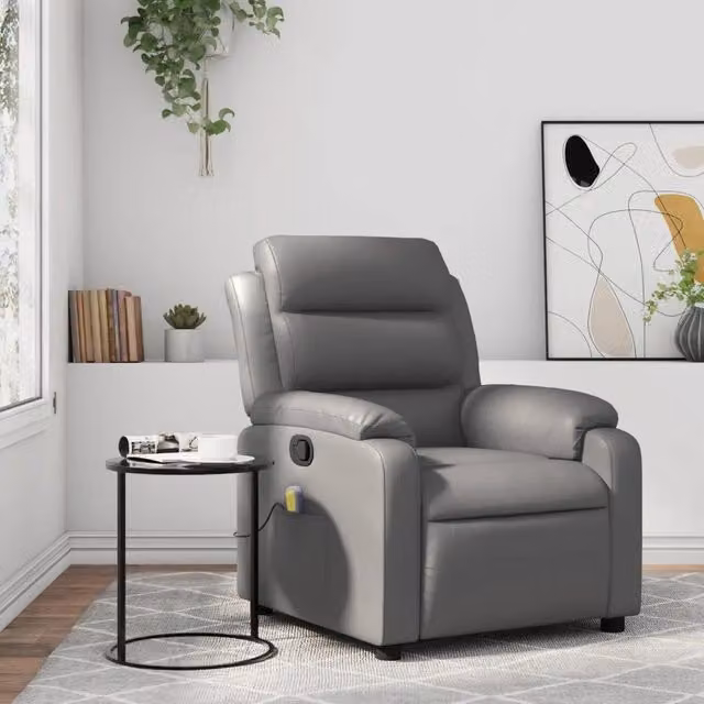 Poltrona reclinabile relax vidaXL in similpelle grigia con braccioli