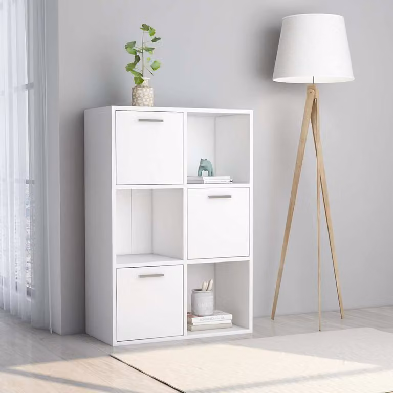 Armadietto bianco vidaXL in legno MDF con ante a battente e ripiani interni, L: 60 cm, P: 29,5 cm, H: 90 cm