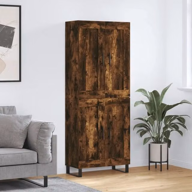 Credenza a parete vidaXL in legno e metallo colore rovere marrone L: 69,5 cm, P: 34 cm, H: 180 cm – 1