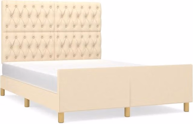 Letto matrimoniale | Letto per adulti | Giroletto senza Materasso Crema 140x200 cm in Tessuto