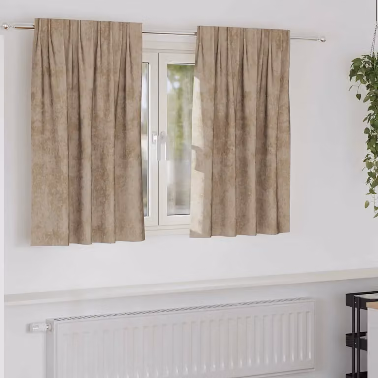 Set di 2 tende in velluto vidaXL beige, oscuranti e termoisolanti, L: 140 cm x H: 140 cm